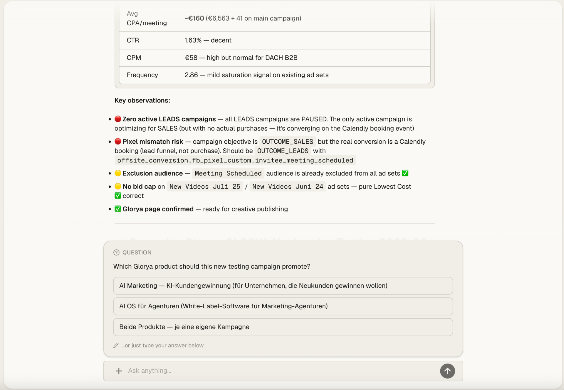 oktai Meta Ads dashboard